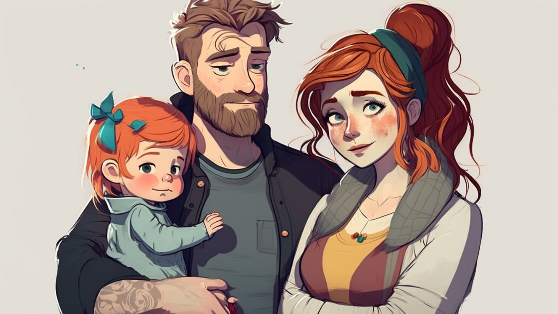 Famille qui représente l'amour et la cohésion