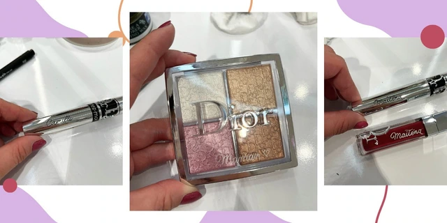 Prénoms gravés à la main sur des rouges à lèvres et des mascaras, au-delà du flacon de parfum