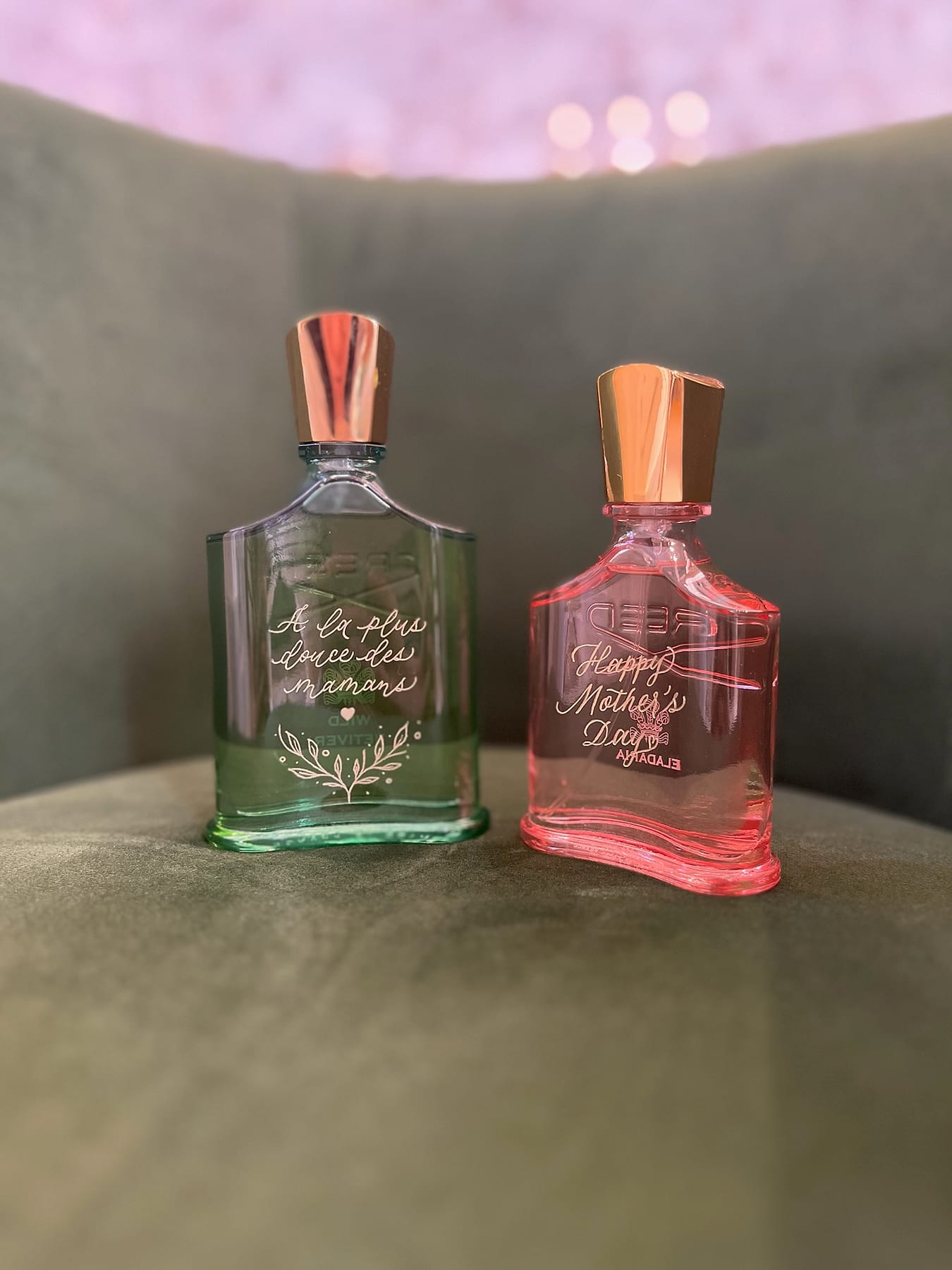 Deux flacons Creed gravés pour la Fête des Mères